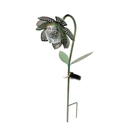 Fern Lighting Solar Dahlia Flower Stake 50cm Verdigris