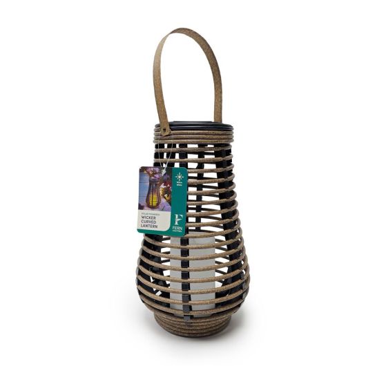 Fern Lighting Solar Wicker Curved Lantern Medium - 26cm