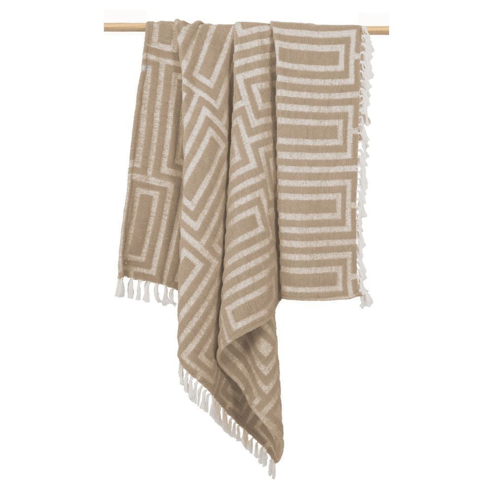 Fern Beige Geometric Throw