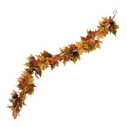 Fern Natural Autumn Garland with Pumpkins - 150cm 