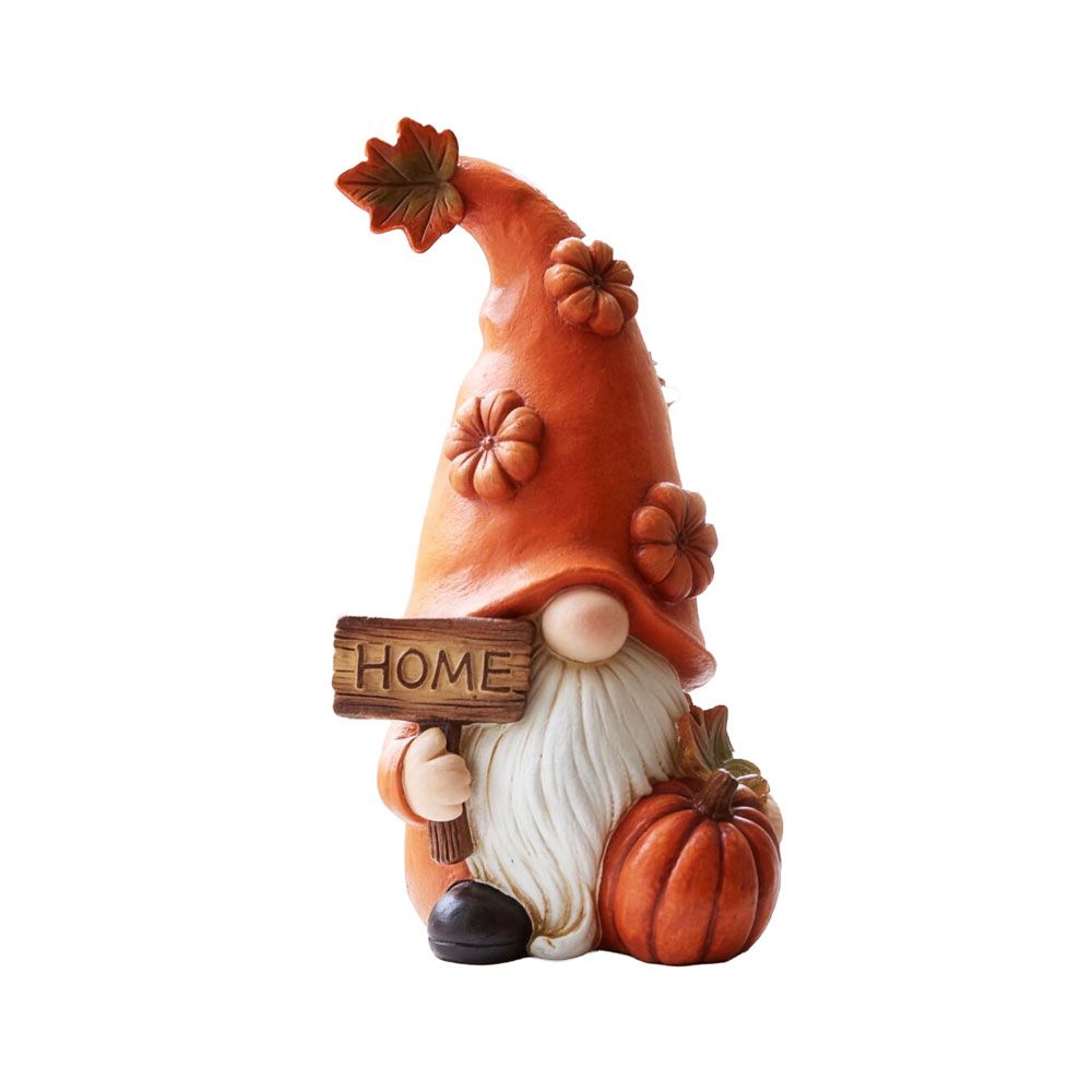 Fern & Fable Light-Up Gnome with Pumpkin Decoration - Warm White LEDs - 43cm