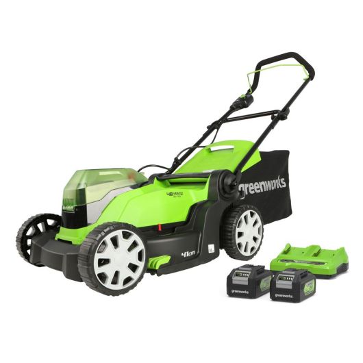 Greenworks 48V 41cm Cordless Lawnmower & 2x 4Ah Batteries